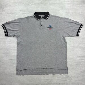 Vintage Dale Earnhardt Jr Polo Shirt Mens Medium Gray Nascar Goodwrench Service